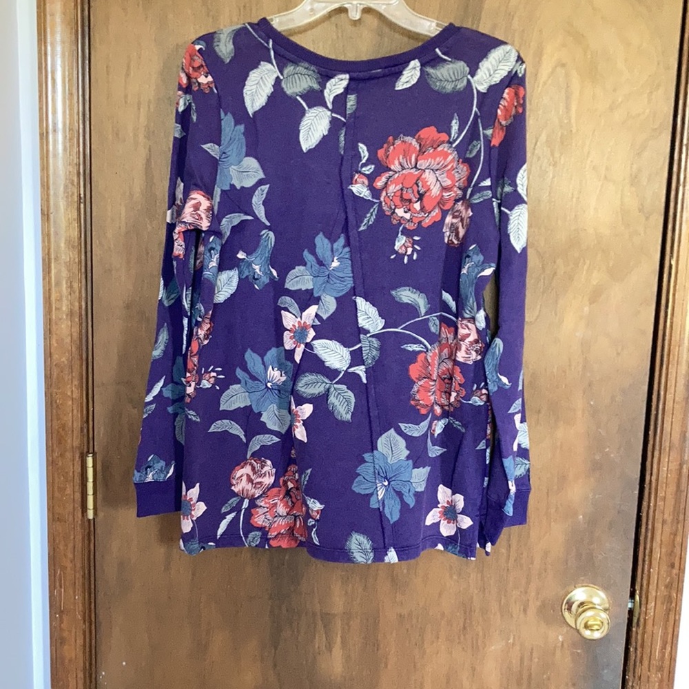 Coldwater Creek floral print top pullover seaming design on back casual S - Picture 8 of 17